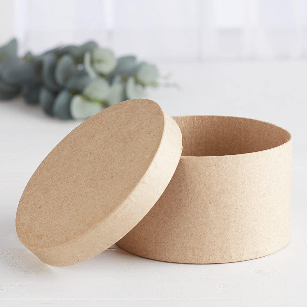 24-Piece Round Paper Mache Box Set with Lids - Handmade Craft Storage for Jewelry, Gifts & Home Decor | Perfect for DIY Projects, Wedding Favors & Party Decorations