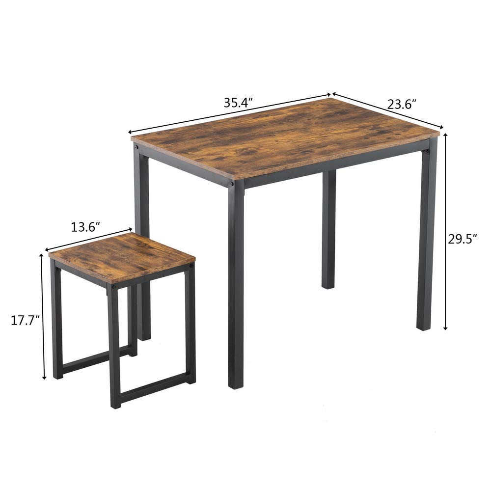 3-Piece Modern Wood Dining Table Set with 2 Chairs - Contemporary Kitchen & Breakfast Table for Small Spaces - Perfect for Apartments, Condos, and Cozy Homes