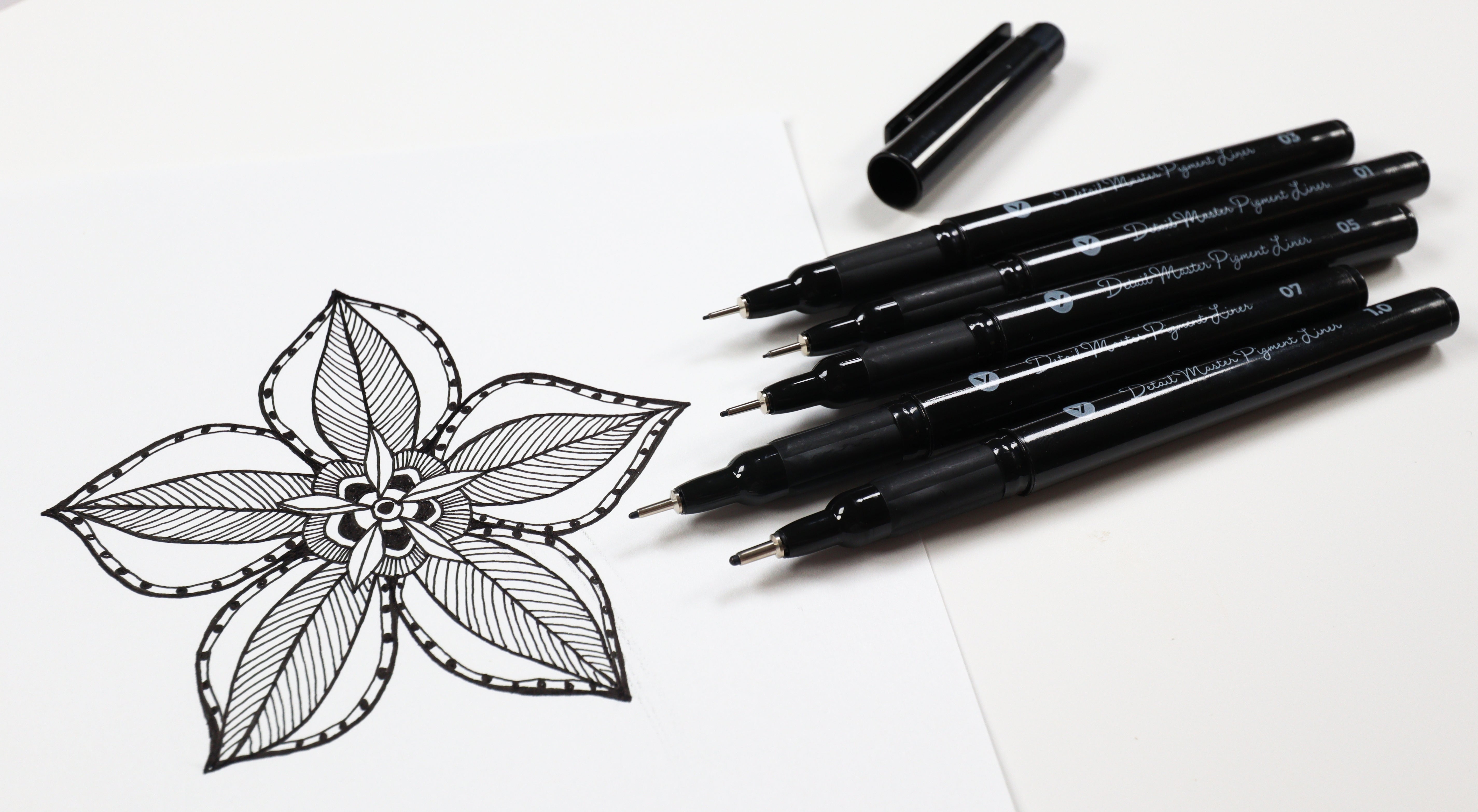 Detail Master Pigment Liner Pens Set - Professional Fine Tip Drawing & Calligraphy Markers for Artists, Sketching, Manga, Illustration - Perfect for Bullet Journaling, Hand Lettering, and Art Projects