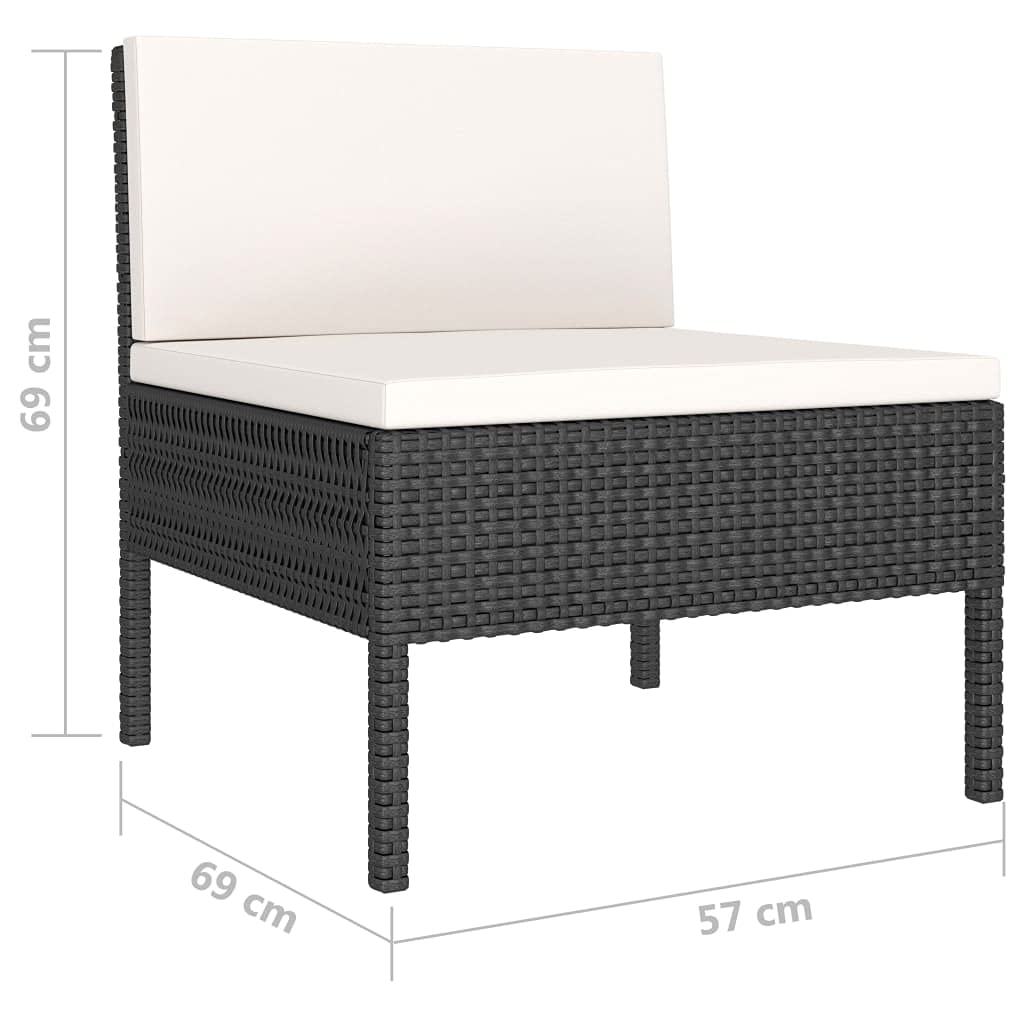 vidaXL 10-Piece Patio Lounge Set with Cushions - Black Poly Rattan Outdoor Garden Furniture, Corner Sofa Set with Footrest - Perfect for Backyard, Poolside & Terrace Relaxation