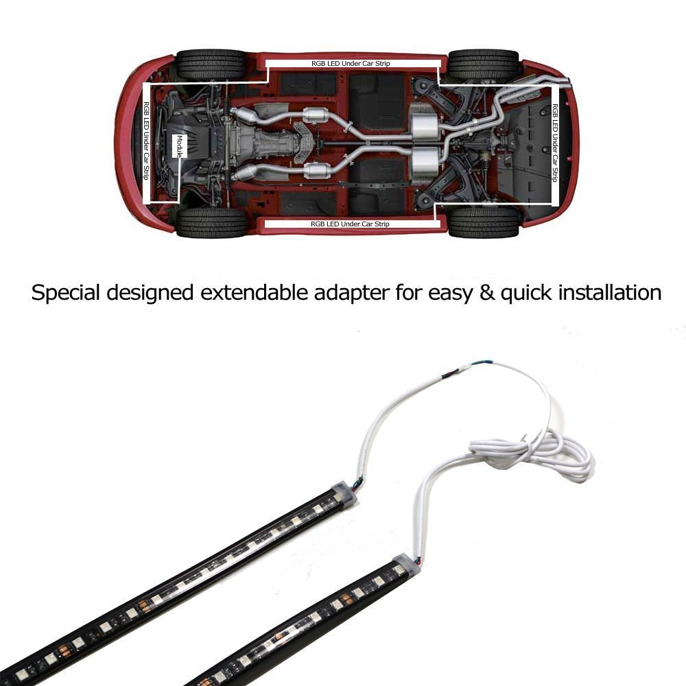4-Piece Multi-Color RGB 252 LED Underbody Car Lighting Kit with Remote Control - Customize Your Ride for Night Cruising & Car Shows