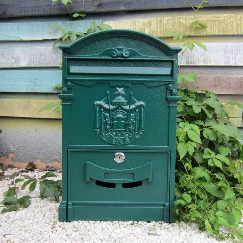 Waterproof Outdoor Mailbox Villa - Durable & Easy to Clean Multi-Functional Parcel Delivery Box (Black/Green) - Perfect for Porch, Garden & Front Door Package Protection