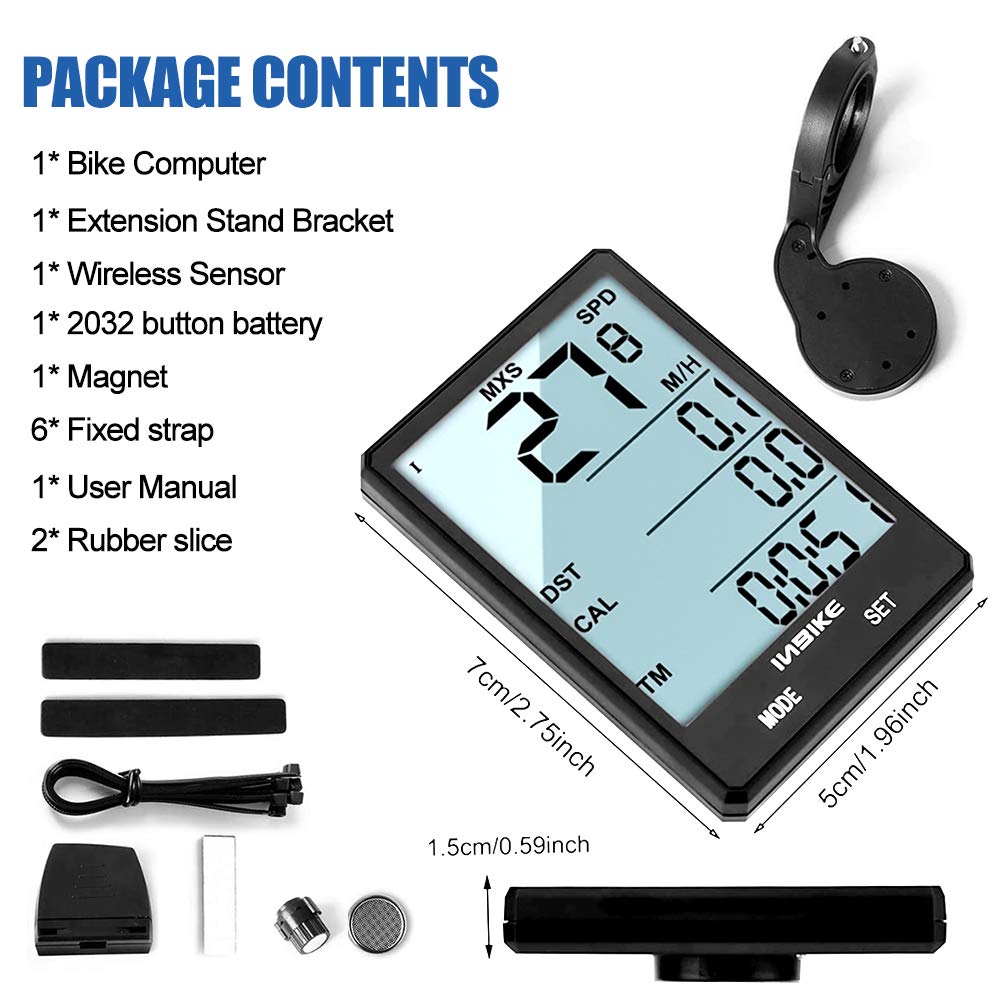 Wireless Bike Computer with Waterproof Odometer - 2.8