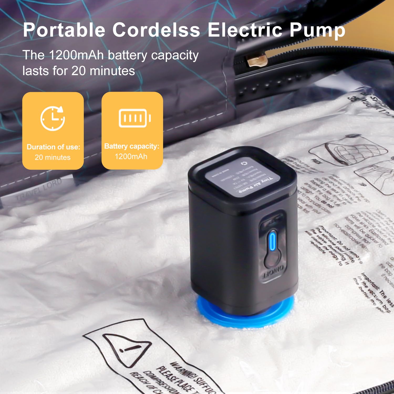 8-Pack Travel Vacuum Storage Bags with Portable Electric Pump | Space-Saving Vacuum Seal Bags for Clothes & Luggage | Perfect for Travel, Moving & Seasonal Storage