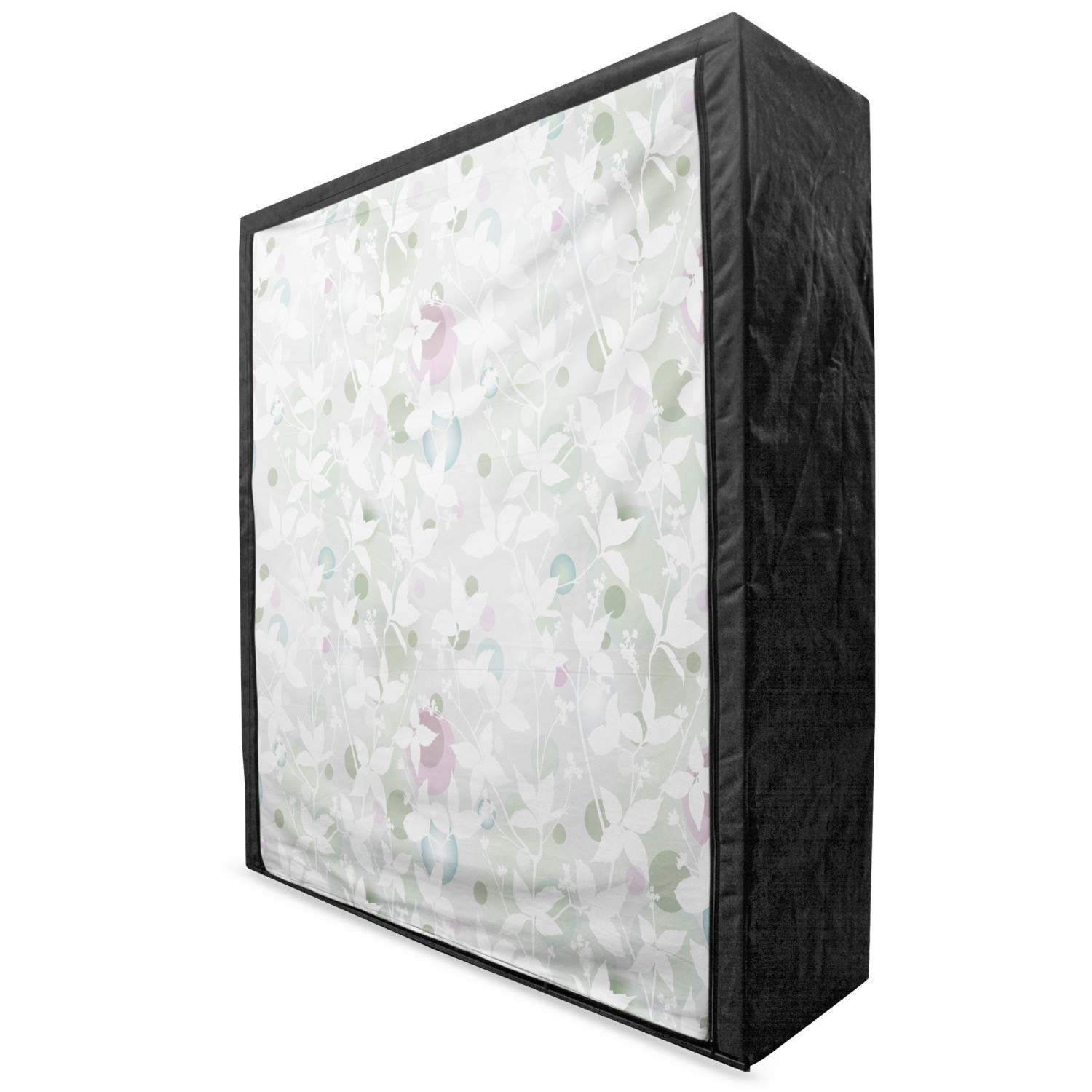 Ambesonne Floral Portable Fabric Wardrobe - Vintage Style Flower Print Clothing Organizer with Shelves, 59 Inch White & Reseda Green - Perfect for Bedroom, Closet, Dorm & Small Space Storage Solutions