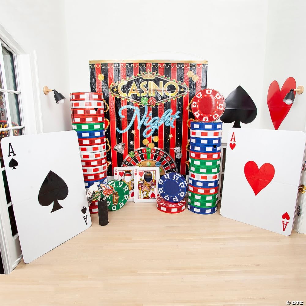Jumbo Playing Card Suit Cutouts (4-Piece Set) - Large Party Decorations, Wall Decor for Casino Theme Parties, Game Nights & Birthday Celebrations