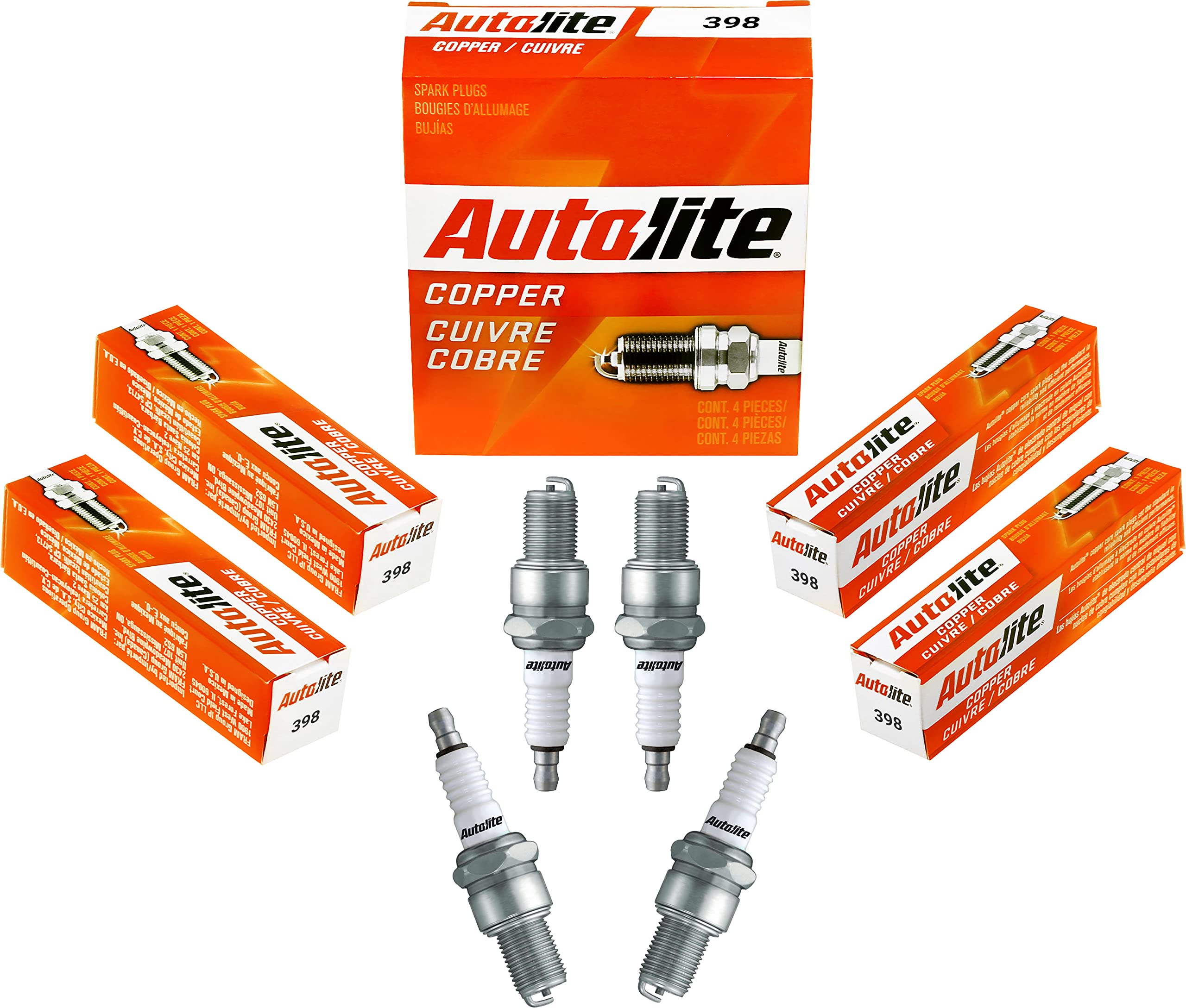 Autolite 398 Copper Non-Resistor Spark Plugs - 4 Pack | High Performance Automotive Replacement Parts for Cars & Trucks | Ideal for Daily Commuting, Off-Roading & Engine Tuning