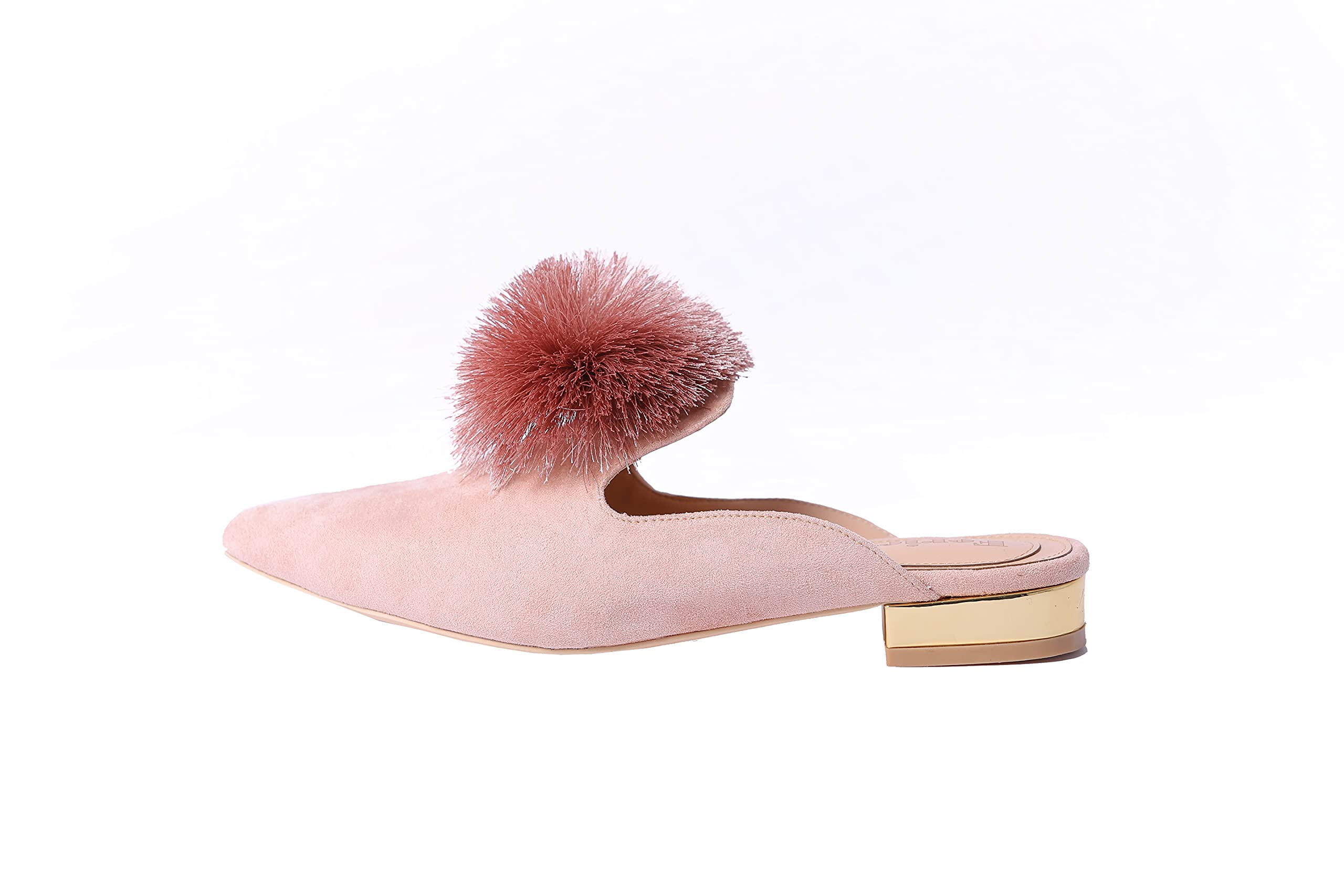 Fericzot Women's Slip On Mule Loafers - Backless Pointed Toe Flats with Puff Pompom - Comfortable Casual Shoes & House Slippers for Women | Perfect for Office, Shopping & Home Wear