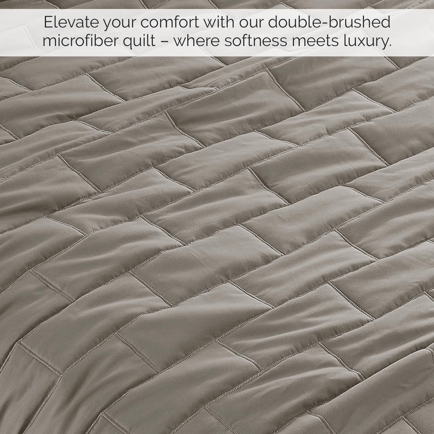 Southshore Fine Living 6-Piece Twin Daybed Comforter Set with Cover, 3 Pillow Shams, Bed Skirt & Throw Pillow - Brickyard Dark Taupe Quilt Set for Guest Room, Dorm or Small Space Bedding