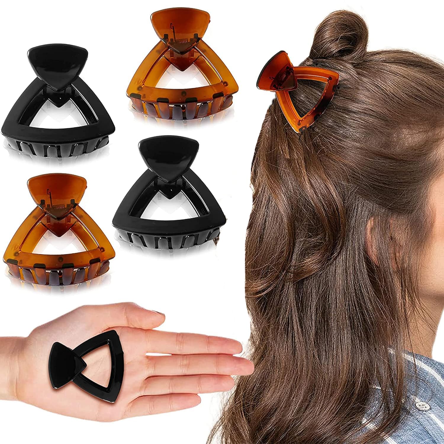 BIRDWARE Hair Clips for Women - 4Pcs Claw Clips & Butterfly Hair Accessories, Korean Style Hair Clutches for Medium Hair (Brown & Black) | Perfect for Everyday Wear, Parties, and Special Occasions