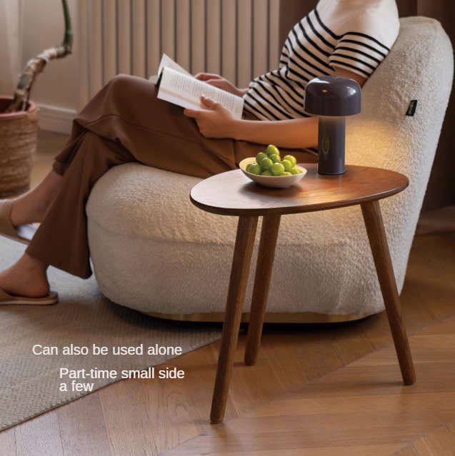 Solid Oak Wood Side Table in Walnut Finish - Perfect for Living Room, Bedroom, or Office Furniture