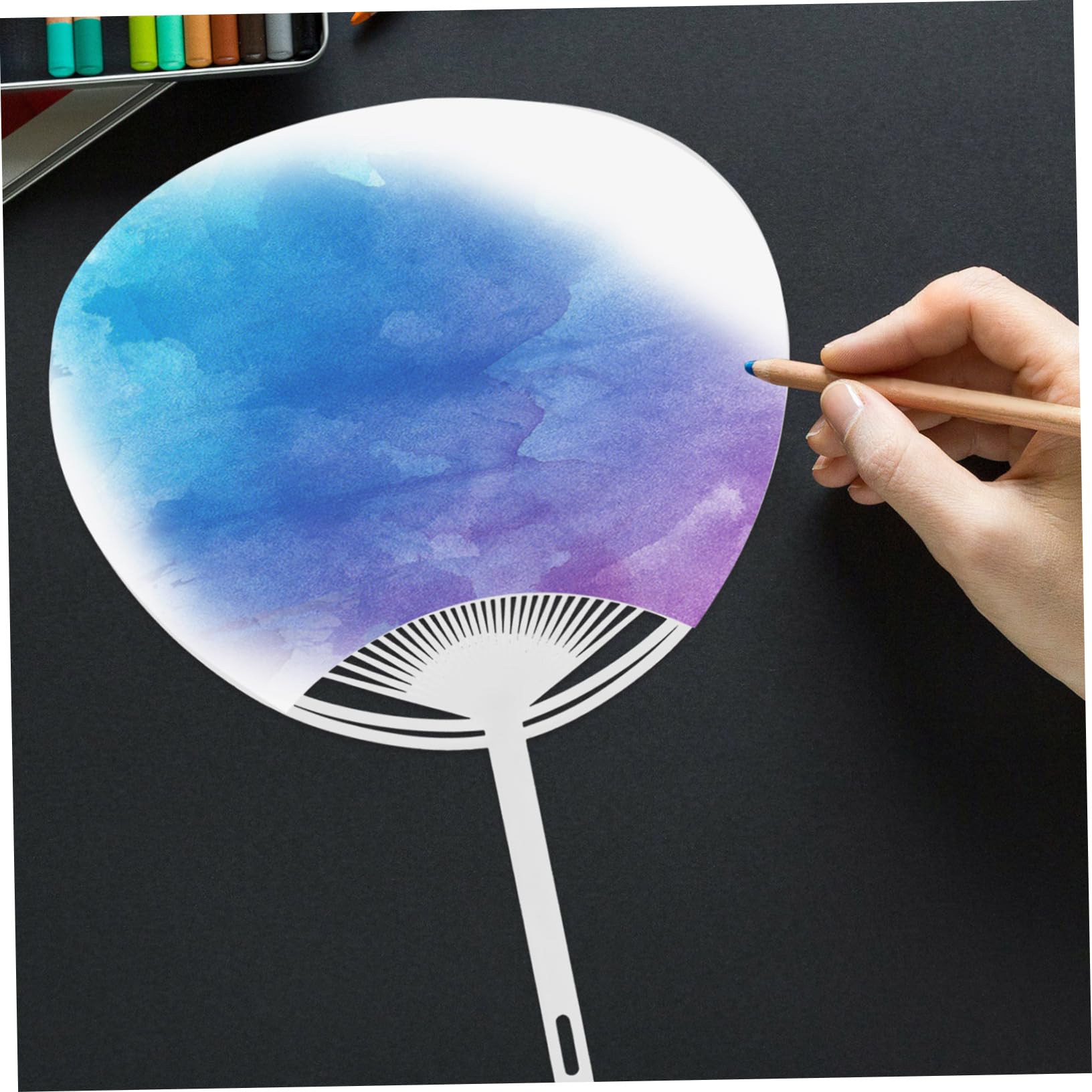SUPVOX 20pcs DIY Uchiwa Fan Kit - Japanese Handheld Paper Fan for Crafts & Decor