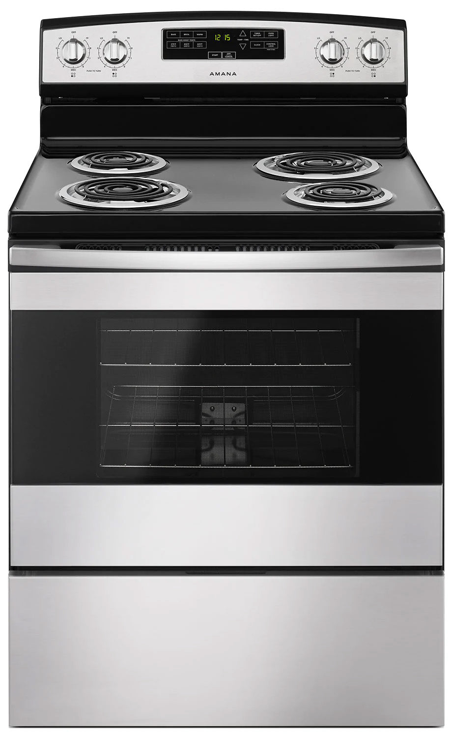 Amana 30 Inch Freestanding Electric Range YACR4303MMS - Stainless Steel, 4 Coil Elements, Self-Cleaning Oven - Perfect for Home Kitchens & Small Restaurants