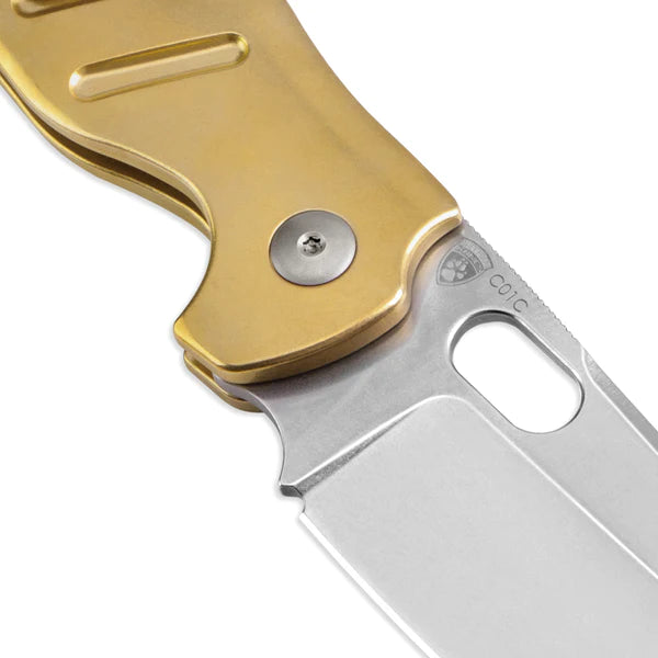 Premium C01C Button Lock Brass Knife - High-Quality EDC Pocket Knife for Outdoor, Camping, and Everyday Carry (EDC) Use