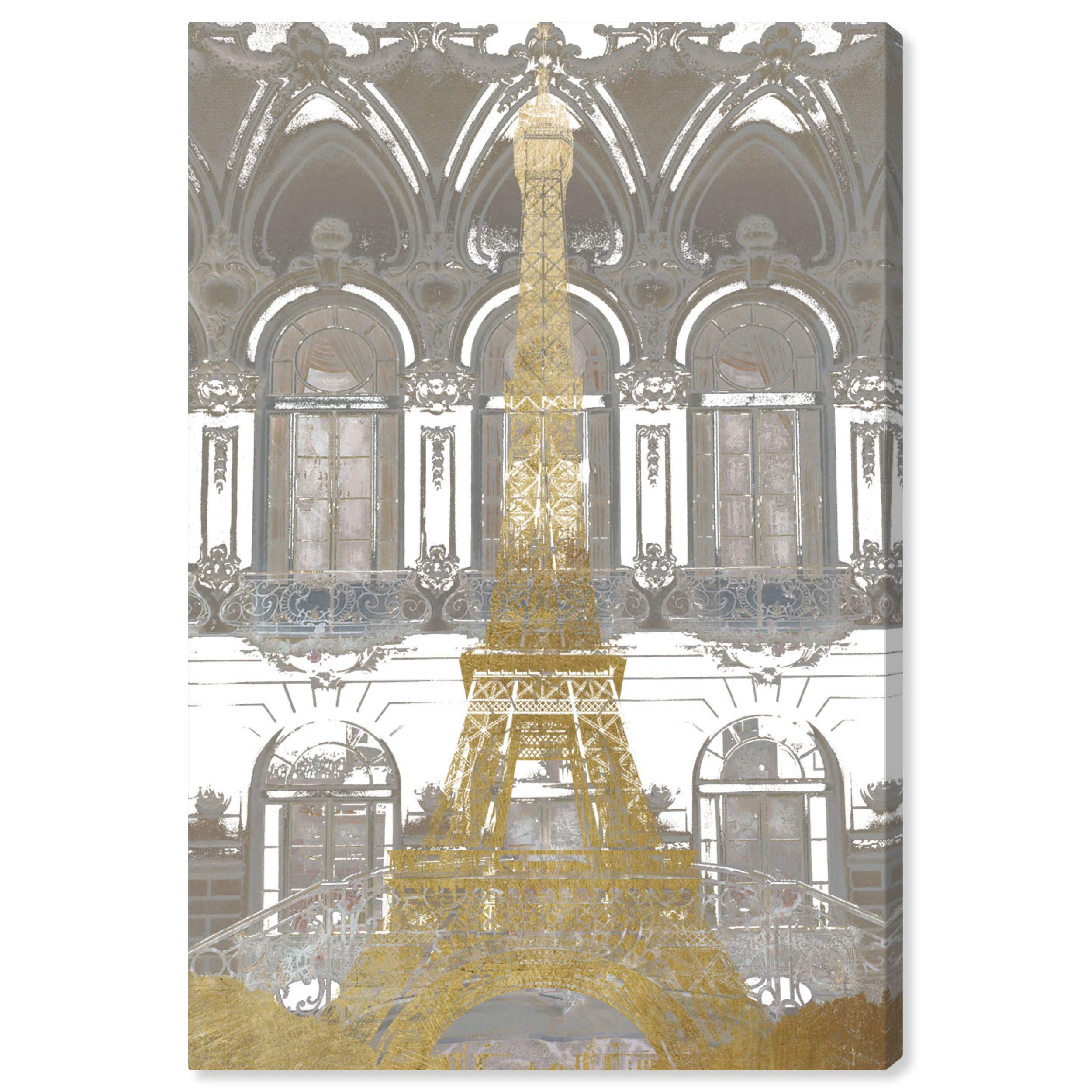 Oliver Gal Artist Co. Parisian Eiffel Tower Canvas Wall Art Print - 16x24 Inch Gold & Gray Modern Architecture Home Decor - Perfect for Living Room, Bedroom & Office Decorations