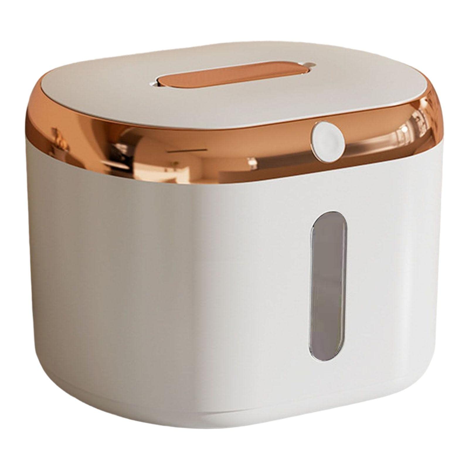 SM SunniMix Airtight Food Storage Containers - Large Capacity Rice Bucket, Dry Food Dispenser & Cereal Containers for Baking, Pantry & Kitchen Organization (Gold) - Perfect for Meal Prep, Bulk Food Storage & Countertop Organization