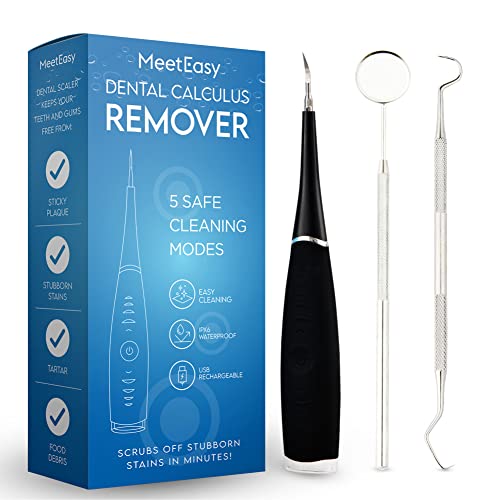 Electric Tartar Remover & Teeth Stain Removal Tool - Professional Dental Calculus Plaque Scraper Kit - Meateasy Tooth Polisher for Teeth Whitening & Oral Hygiene - Perfect for Home Dental Care & Between Dental Visits