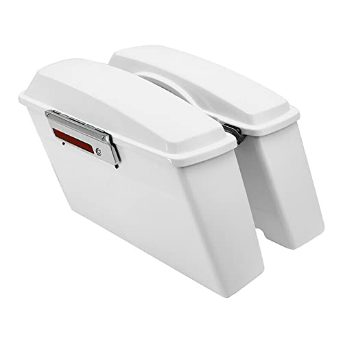 Premium White Hard Saddlebags with Latch Keys & Carpet Liners - Compatible with Harley Touring, Road Glide, Road King, Street Glide, Electra Glide Ultra Class (1994-2013) - Perfect for Long-Distance Rides, Storage & Motorcycle Customization