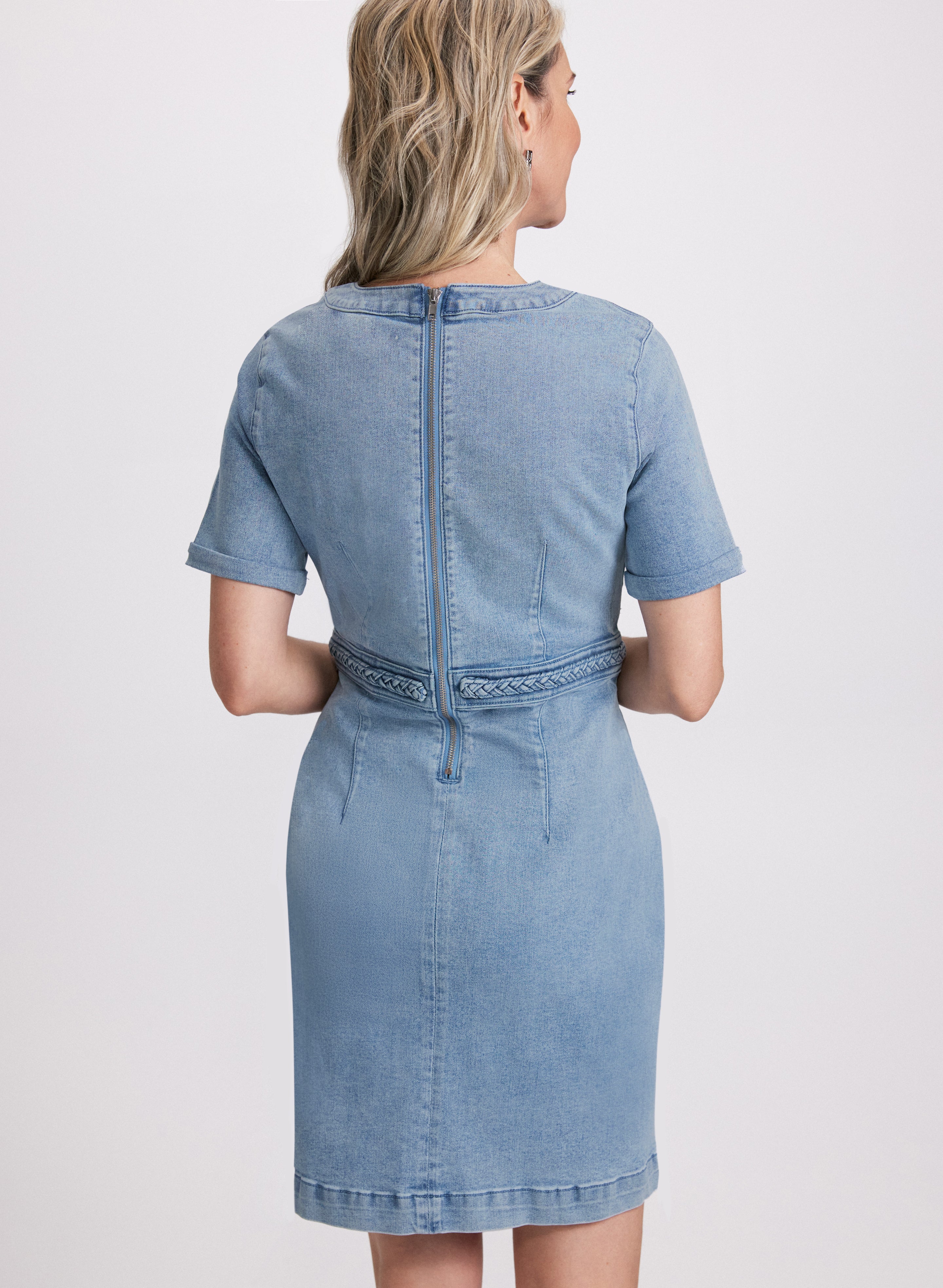 Stylish Denim Crystal Embellished Button Dress for Women - Elegant Party & Evening Wear - Perfect for Date Nights, Cocktail Parties & Special Occasions