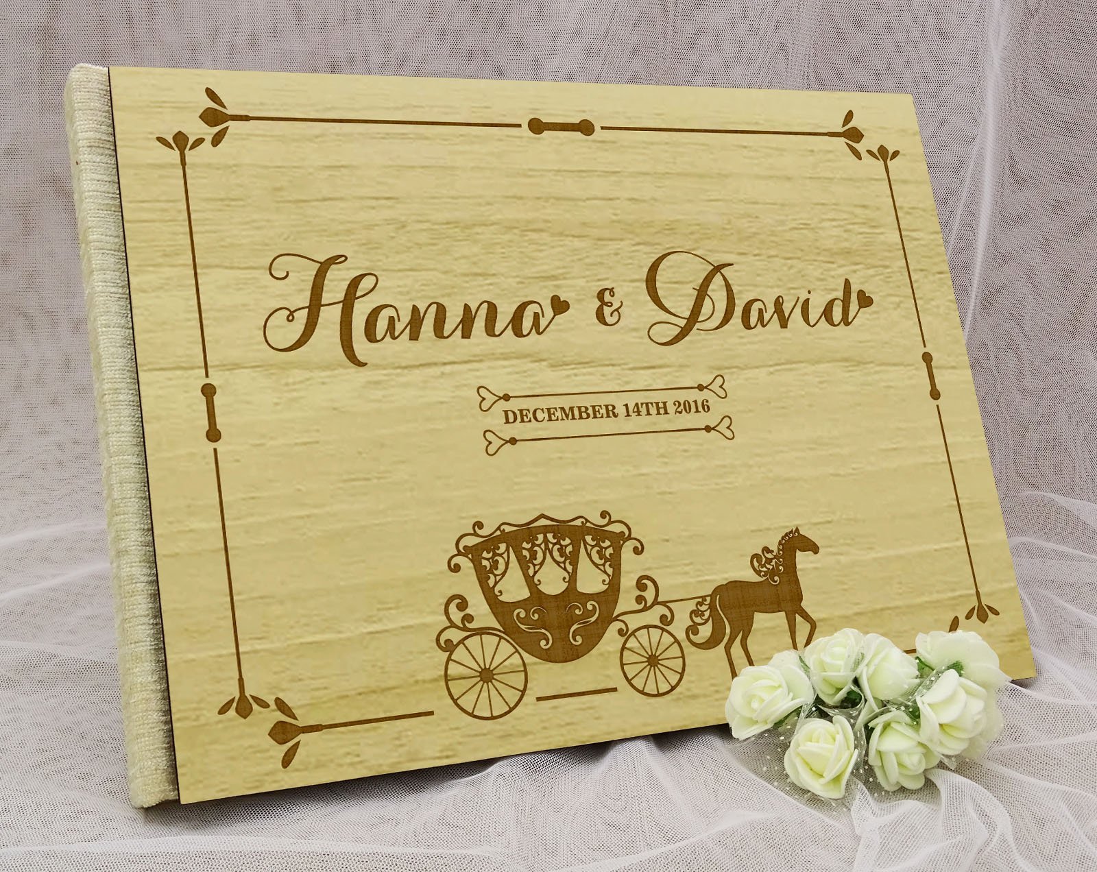 Personalized Rustic Wooden Wedding Guest Book - Engraved Bride & Groom Advice Book with 50 Pages - Perfect for Weddings, Anniversaries & Bridal Showers