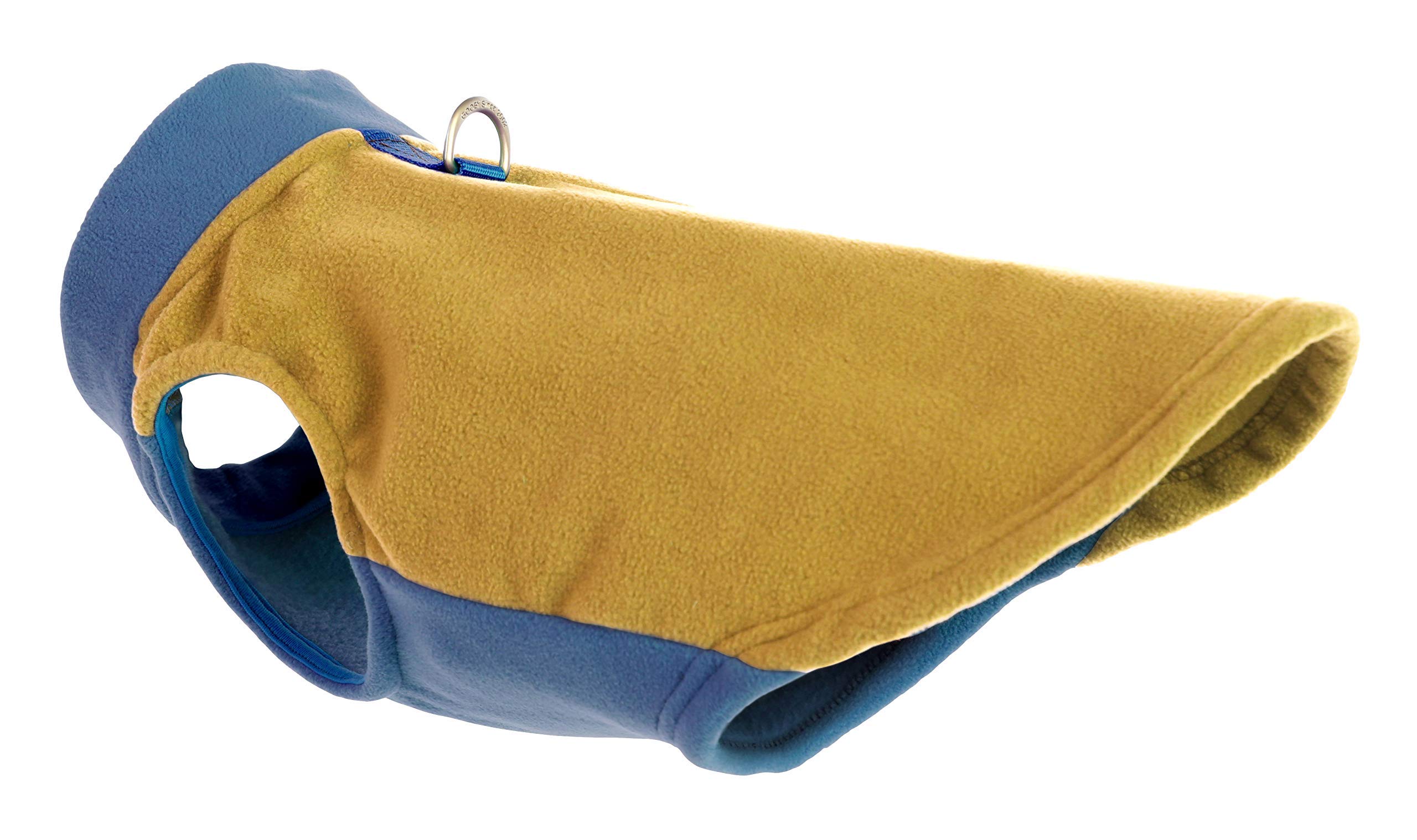 Gooby Half Stretch Fleece Vest Dog Sweater - Honey Mustard, X-Small - Warm Pullover Fleece Jacket for Small Dogs with D-Ring Leash Attachment - Winter Dog Coat for Cold Weather - Perfect for Small Breed Puppies & Dogs - Ideal for Outdoor Walks, Winter Adventures & Indoor Comfort