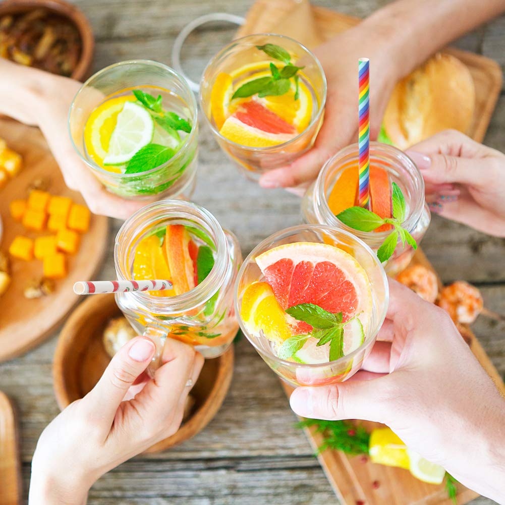 HAKACC Disposable Paper Straws - 100 Count Eco-Friendly Drinking Straws with 10 Fun Patterns for Parties, Birthdays, Weddings & Holidays | Perfect for DIY Decorations, Beverage Serving & Event Styling