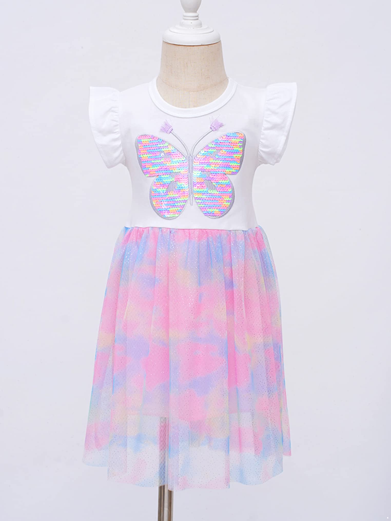 Kaerm Girls Birthday Party Mesh Tutu Princess Dress - Spring Summer Short Sleeve A-Line Casual Dress for Kids | Perfect for Birthday Parties, Dance Performances & Special Occasions