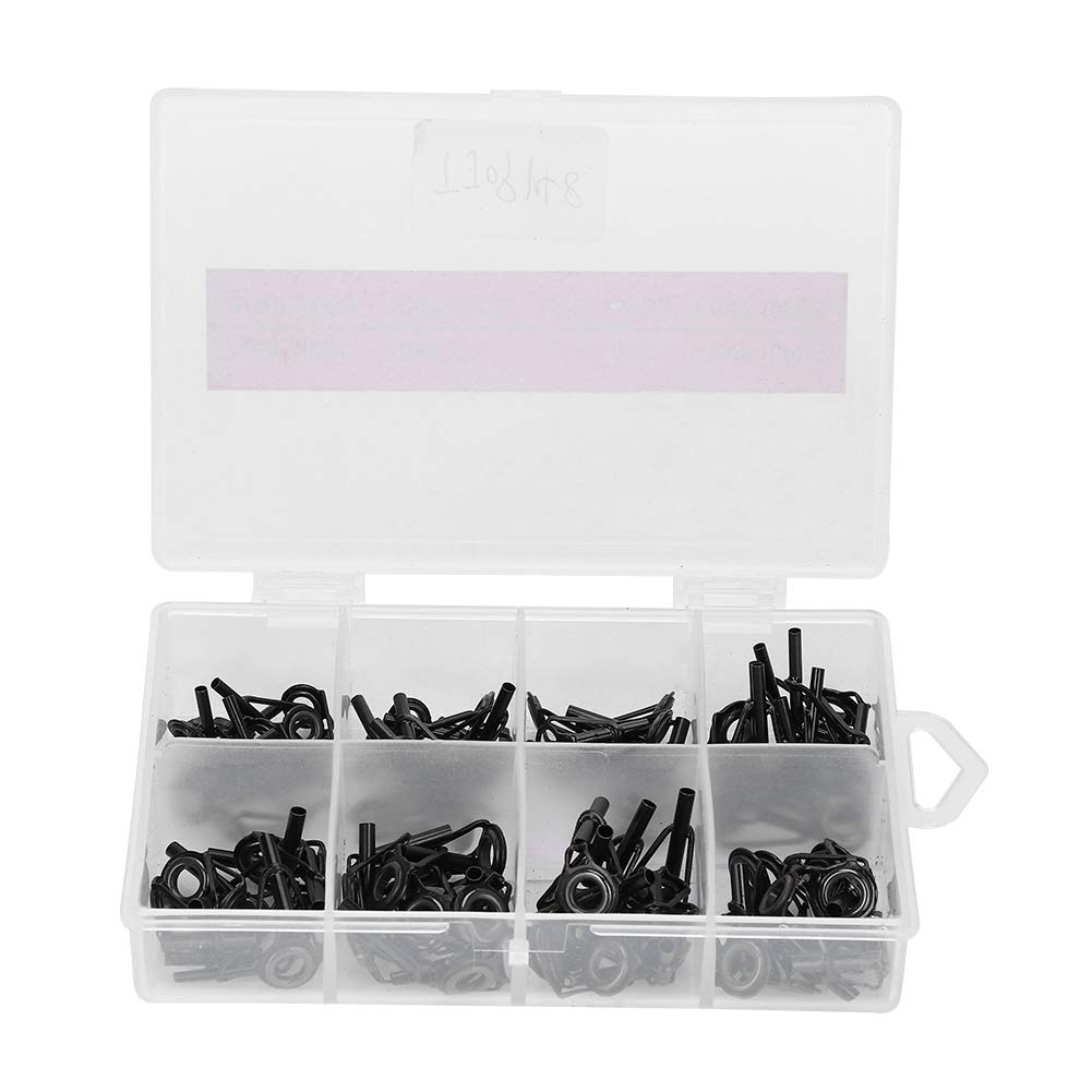 80pcs Stainless Steel Fishing Rod Guides Kit - 8 Sizes Durable Tip Eye Rings for Saltwater & Freshwater Fishing - Complete Pole Line Guide Set with Storage Case - Perfect for Sea Fishing, Bass, Trout and Outdoor Adventures