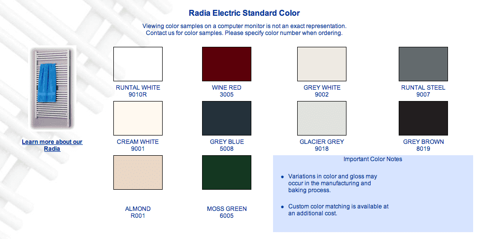 Runtal Radia RTREG 4624 Plug-in Wall Mounted Electric Towel Warmer - 23.6