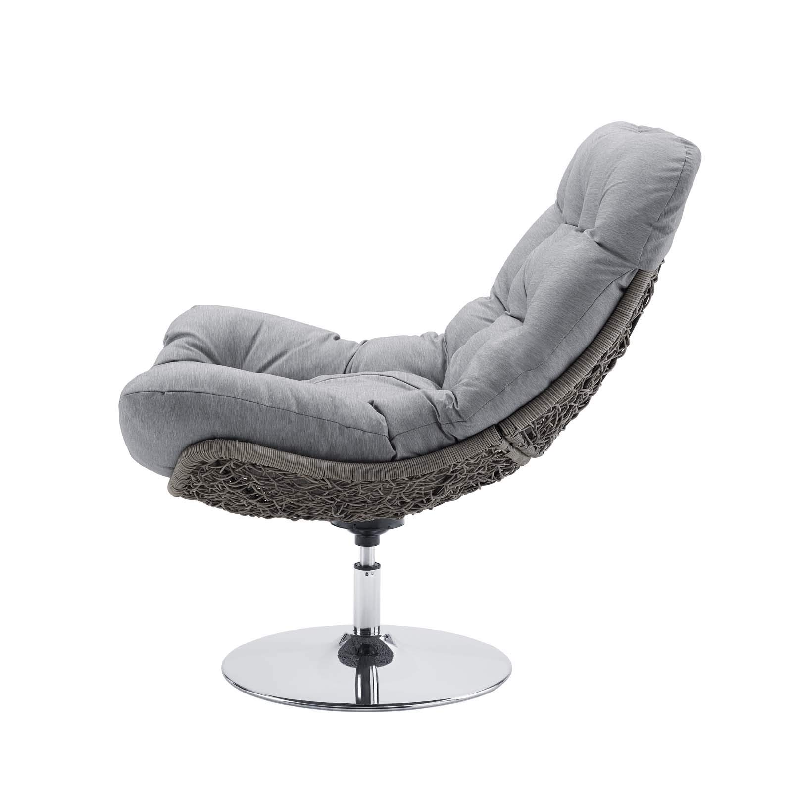 Modern Outdoor Patio Lounge Chair - Rattan Wicker Fabric Metal Frame, Grey - Perfect for Garden, Poolside & Backyard Relaxation