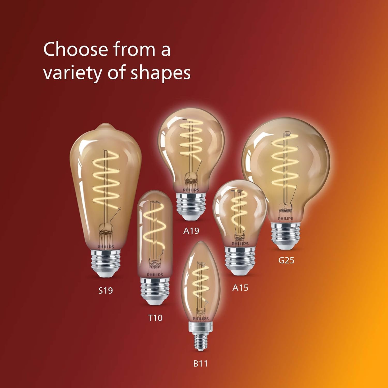 Vintage Spiral ST19 Dimmable LED Light Bulbs 4-Pack - E26 Base, 2000K Amber Warm White, 700 Lumens, Flicker-Free with EyeComfort Technology - Perfect for Bedrooms, Living Rooms, Restaurants and Cozy Ambiance Lighting