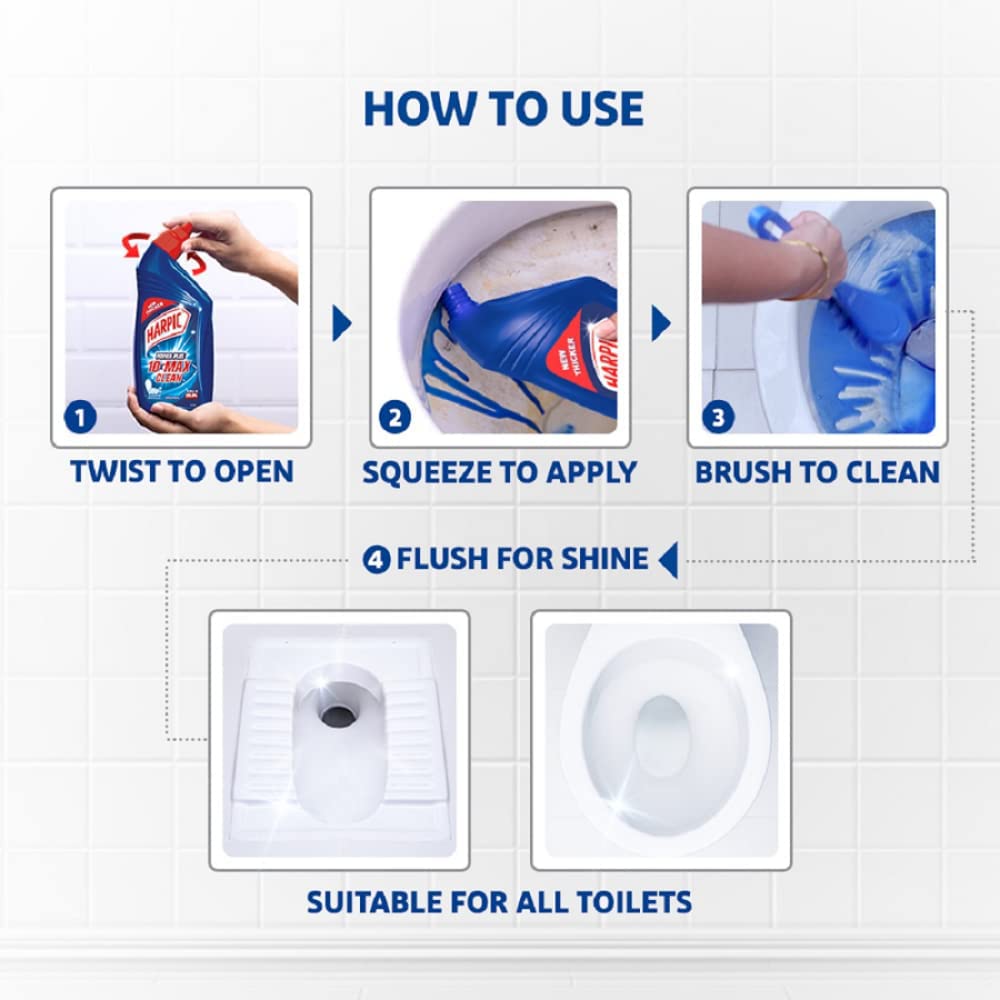 Harpic Disinfectant Bathroom Cleaner Liquid, Lemon Scent - 1 Liter & Original Toilet Cleaner - 1 Liter | Kills 99.9% Germs | Ideal for Bathrooms, Toilets, Sinks and Tiles | India's #1 Toilet Cleaner Brand