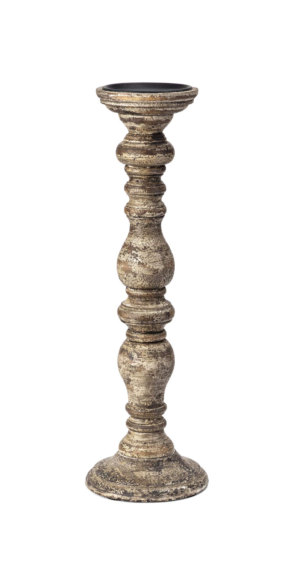 IMAX 5544-5 Set of 5 Mango Wood & Iron Distressed Candle Holders - 3 Inch Pillar Candle Stands - Rustic Home Decor for Dining Table, Wedding Centerpiece & Farmhouse Decor