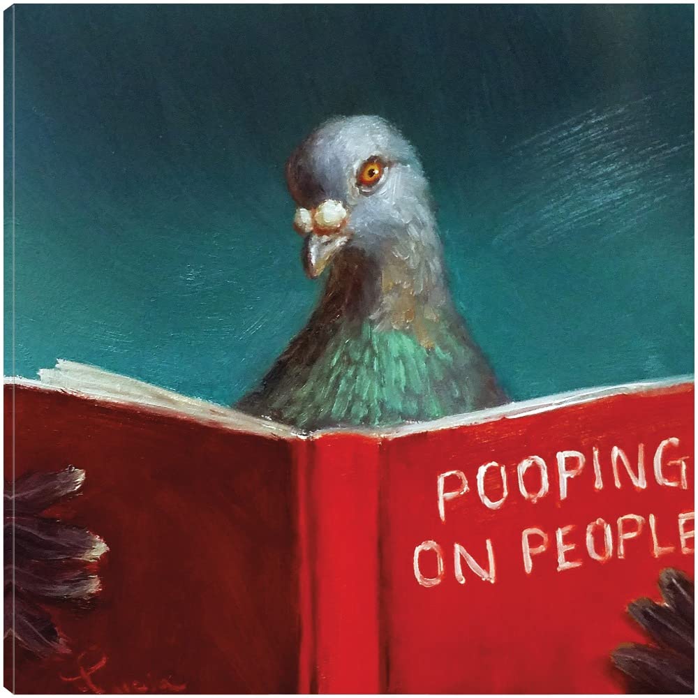 Funny Pooping on People Canvas Wall Art by Lucia Heffernan - 22x22 Inch Ready to Hang Painting for Living Room, Bedroom, Bathroom & Office Decor - Perfect for Humorous Home & Bar Wall Decorations