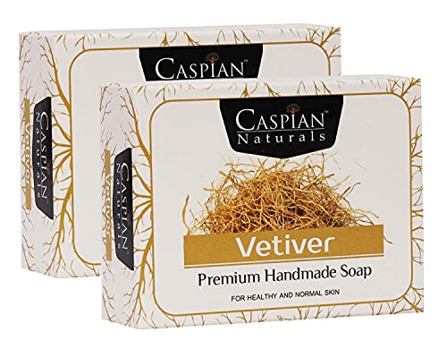 **CASPIAN Naturals Premium Handmade Vetiver Soap for Healthy & Normal Skin – Pack of 3 | Moisturizing & Gentle Cleansing for Daily Skincare Routine**