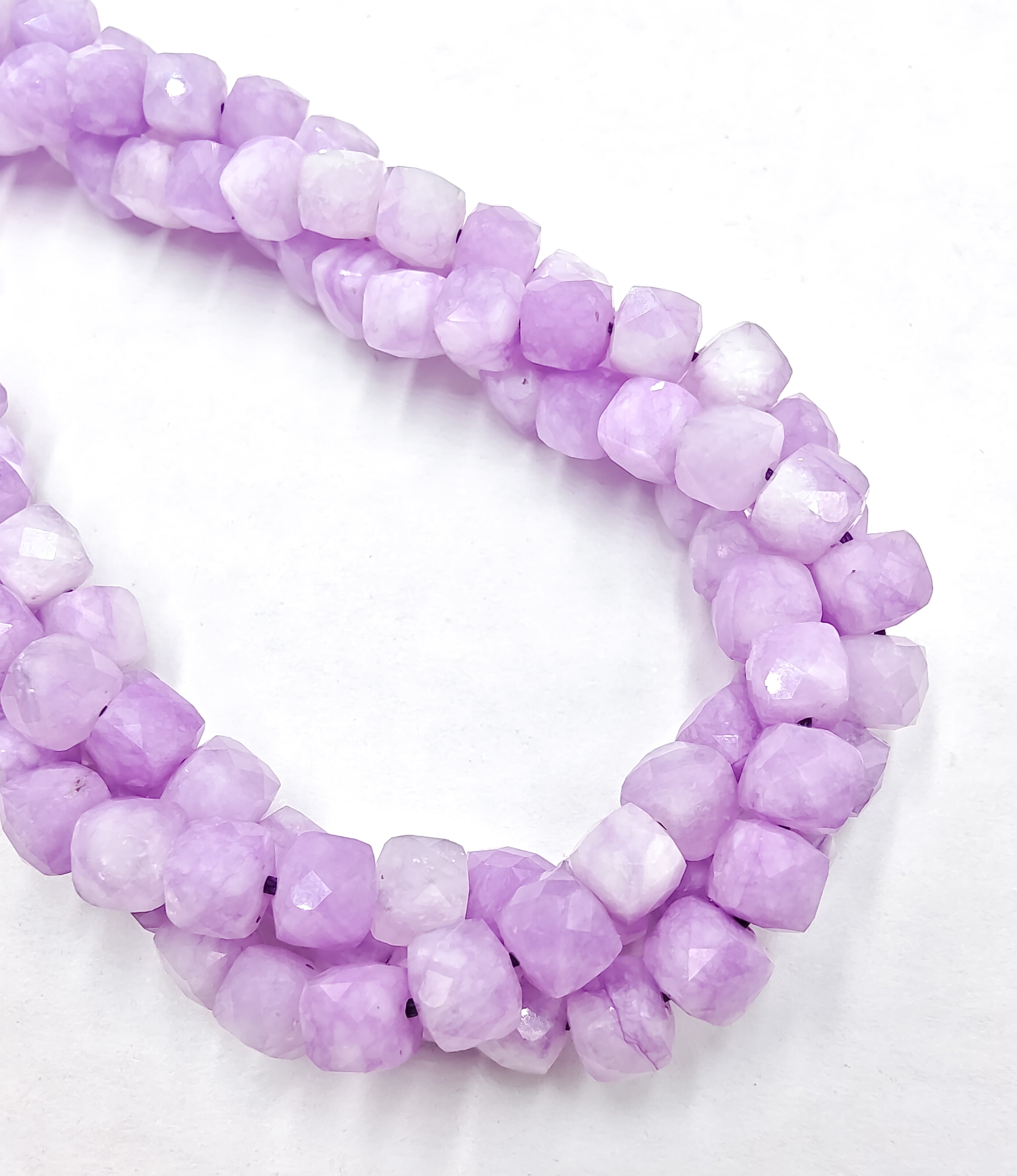 7mm Lepidolite Color Dyed Jade Faceted Cube Beads - 15.5 Inch Strand for Jewelry Making, DIY Bracelets & Necklaces