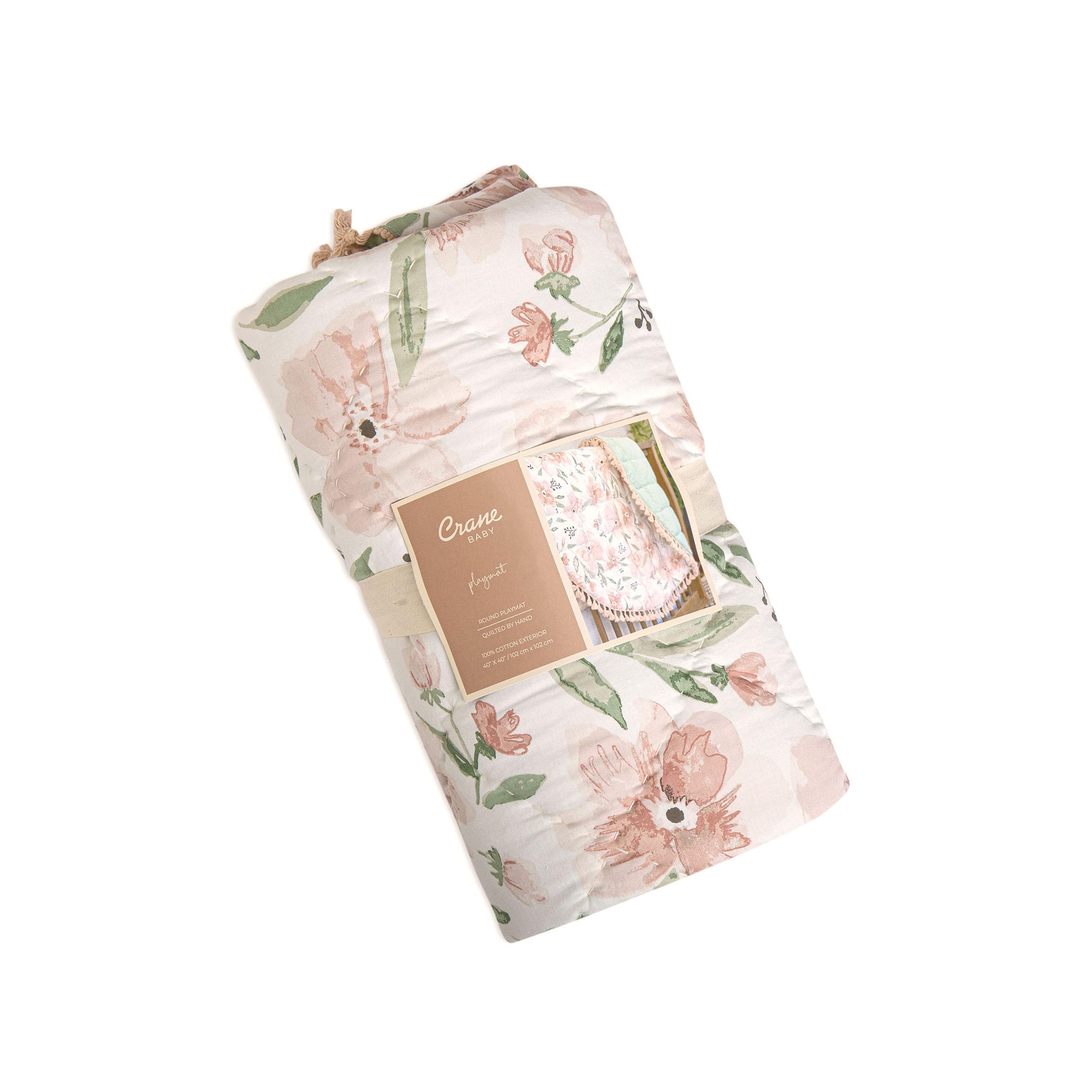 **Soft Pink Floral Baby Play Mat - 40