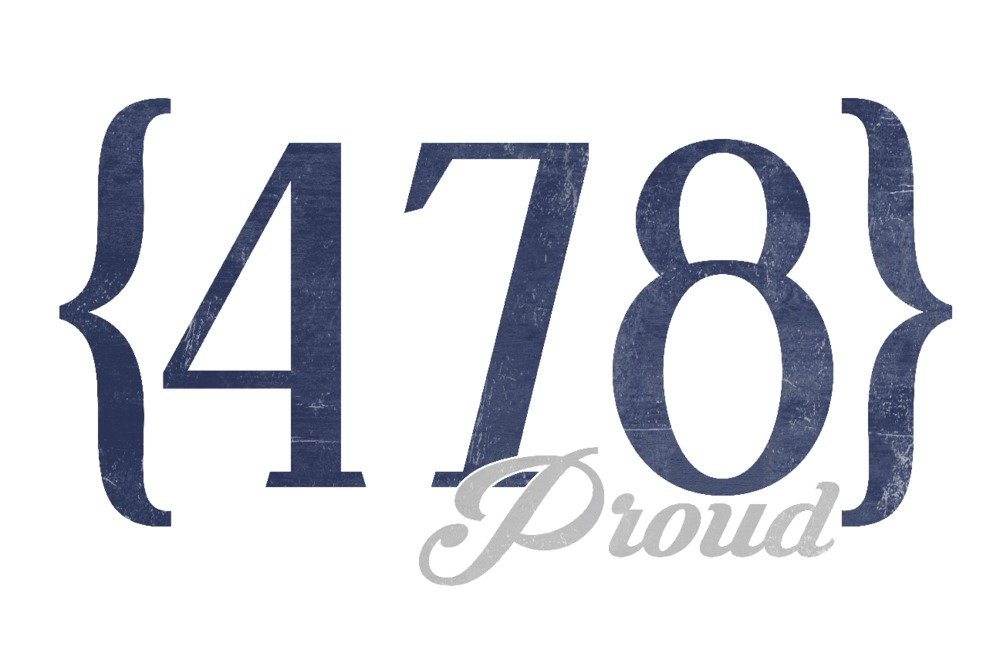 Signed Macon Georgia 478 Area Code Blue Art Print - 24x36 Wall Decor Poster for Home, Office & Gift Giving