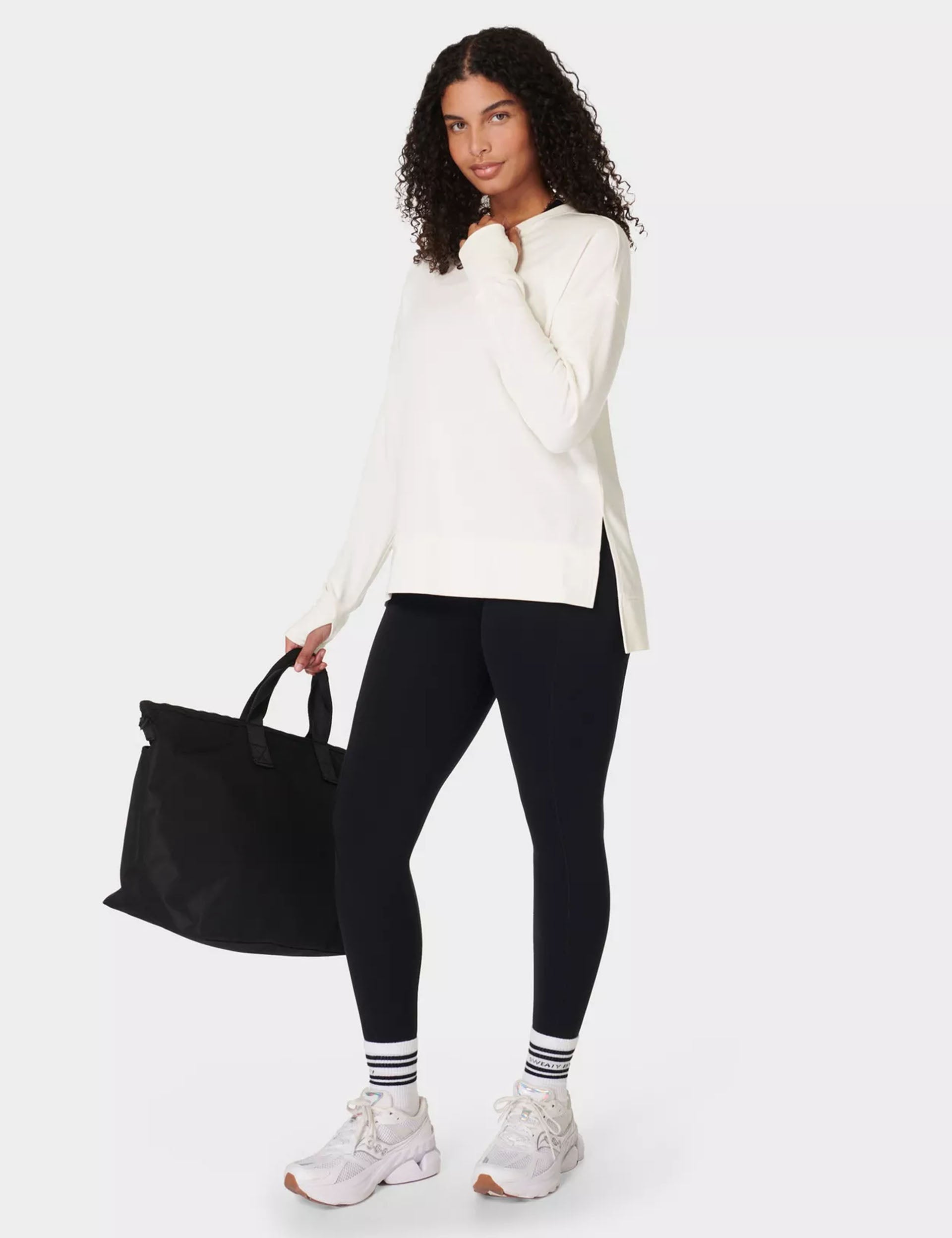 After Class Longline Sweatshirt for Women - Lily White Oversized Pullover Sweater | Cozy Loungewear for Relaxing at Home, Casual Outings & College Campus Style