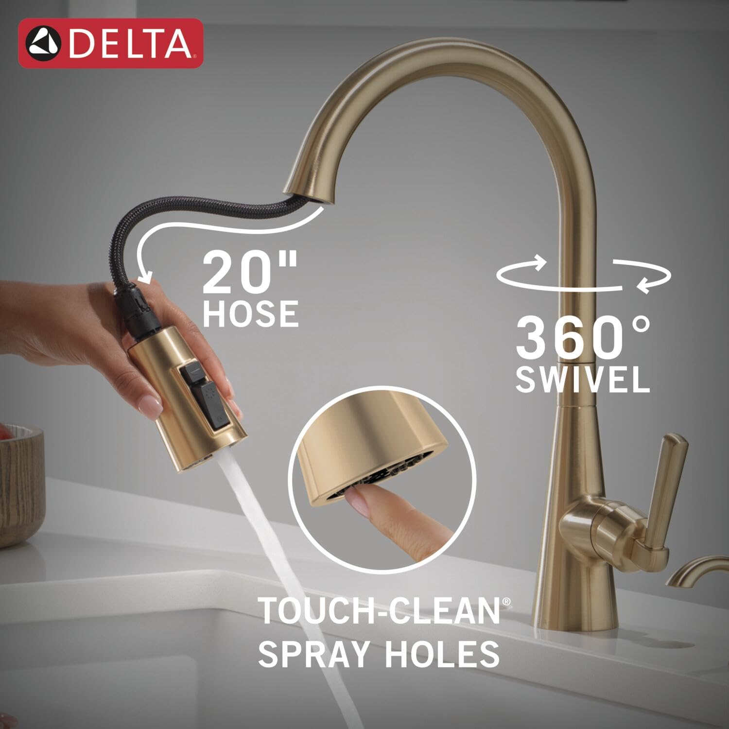 Delta Faucet Boyd Single-Handle Pull-Down Kitchen Faucet with Soap Dispenser & Magnetic Docking Spray Head - Champagne Bronze (19893Z-CZSD-DST) - Perfect for Modern Kitchens, Restaurants & Commercial Use