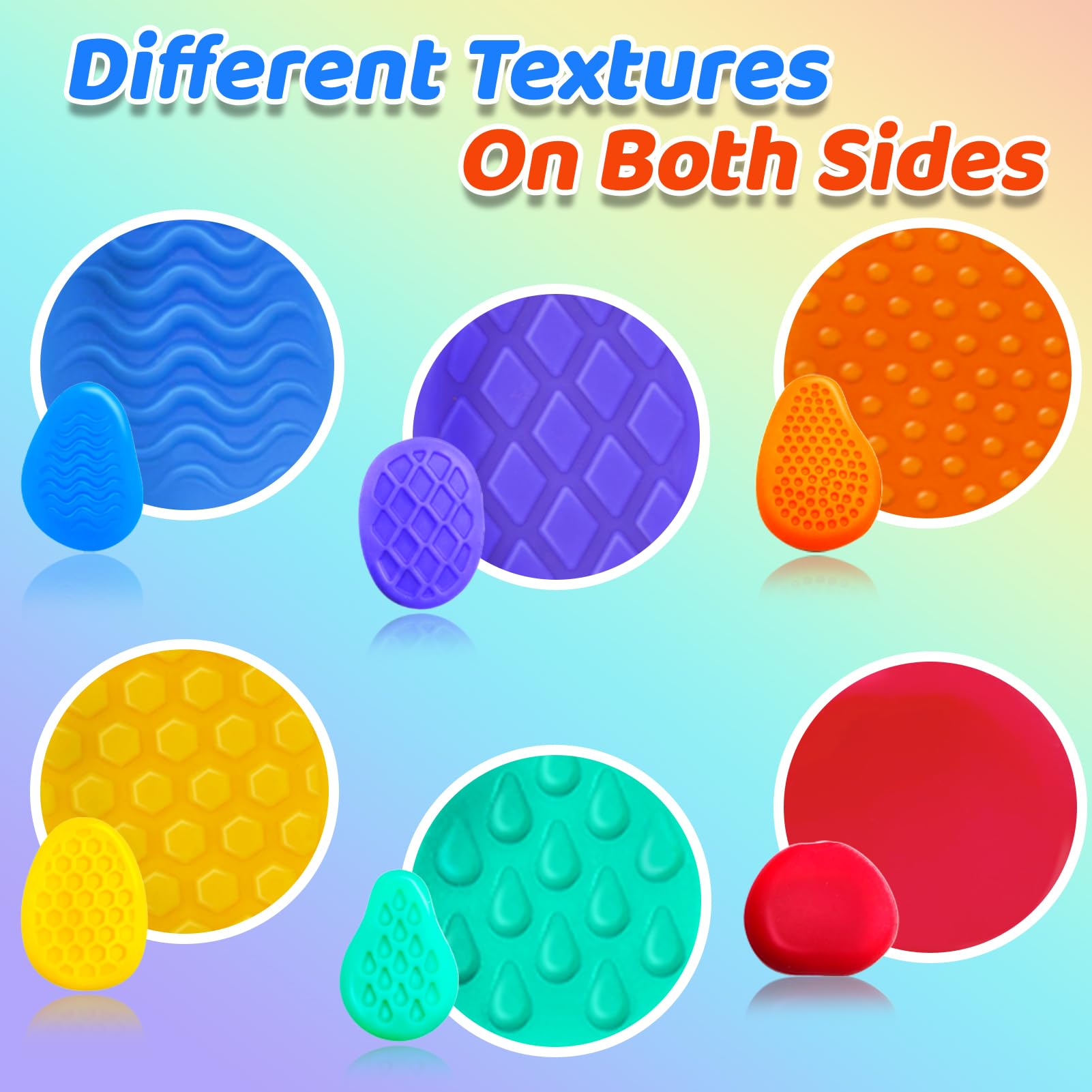 6 Pack Sensory Fidget Toys for Autism & Anxiety Relief - Soft Stress Stones for Kids, Adults, Students - Quiet Classroom Calming Tools for Special Needs, ADHD & Focus - Perfect for Home, Office & Travel Use