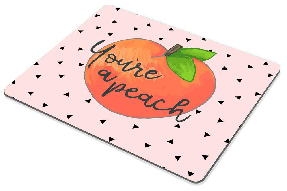 Custom Smooffly Gaming Mousepad - Hand Drawn Peach Design with 'You're a Peach' Quote - Non-Slip Computer & Laptop Mouse Pad for Gamers, Office & Home Use