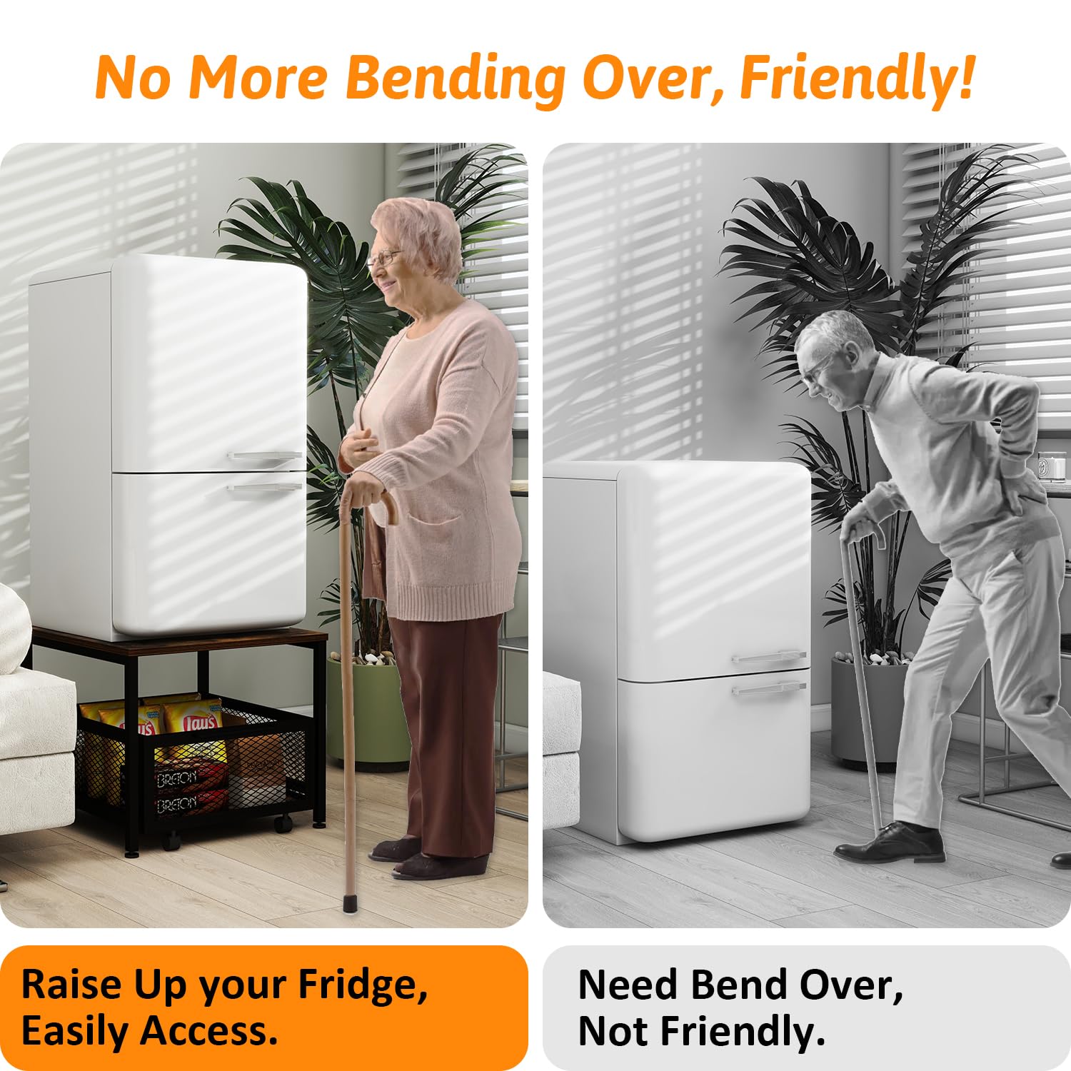 Mini Fridge Stand with Storage - Rolling Cabinet Cart with Wheels, Heavy Duty Refrigerator Table Shelf for Dorm, Home & Office | Perfect for Small Spaces, Bedrooms & Retro Decor