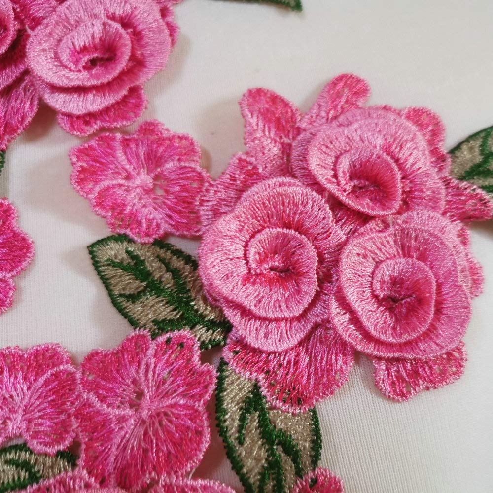 Elegant Cheongsam Embroidery Patch - Rose Red Floral Fabric Applique for Women's Clothing & DIY Crafts | Perfect for Dress Decoration, Costume Design, and Sewing Projects