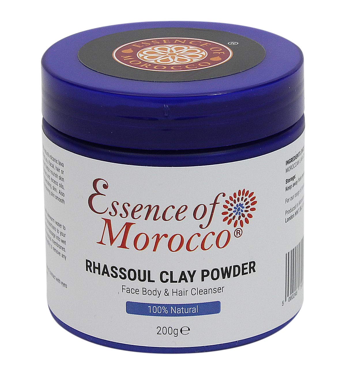 Pure Moroccan Rhassoul Clay Powder - 100% Natural Ghassoul Clay for Deep Cleansing Facial, Body & Hair Mask (200g / 7oz) - Detox, Exfoliate & Nourish Skin - Ideal for Spa, Acne Treatment & Hair Care Routine