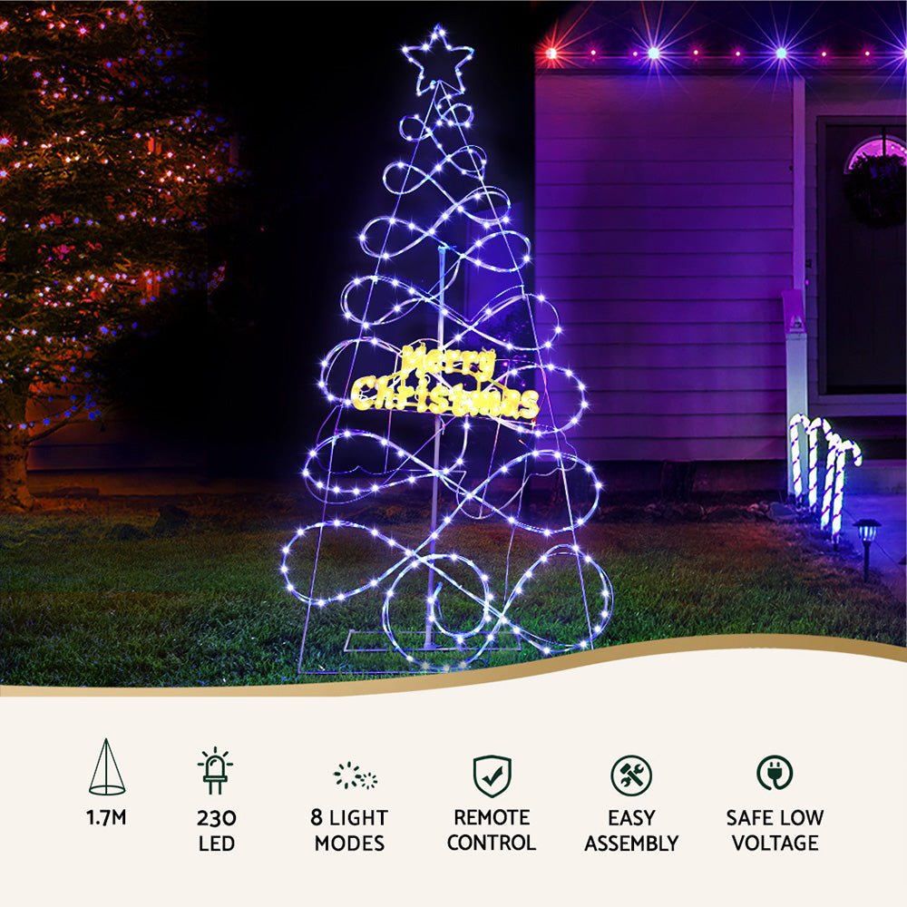 1.7m Christmas Tree with 230 RGB LED Lights - Pre-lit Holiday Decor for Home, Office & Party Decoration | Perfect for Living Room, Bedroom & Festive Celebrations