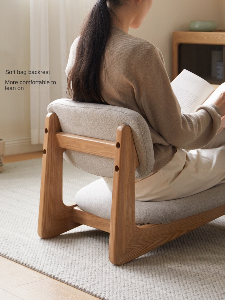 Japanese Style Oak Solid Wood Tea Chair - Handcrafted Traditional Tea Ceremony Chair for Zen Garden, Meditation & Home Decor