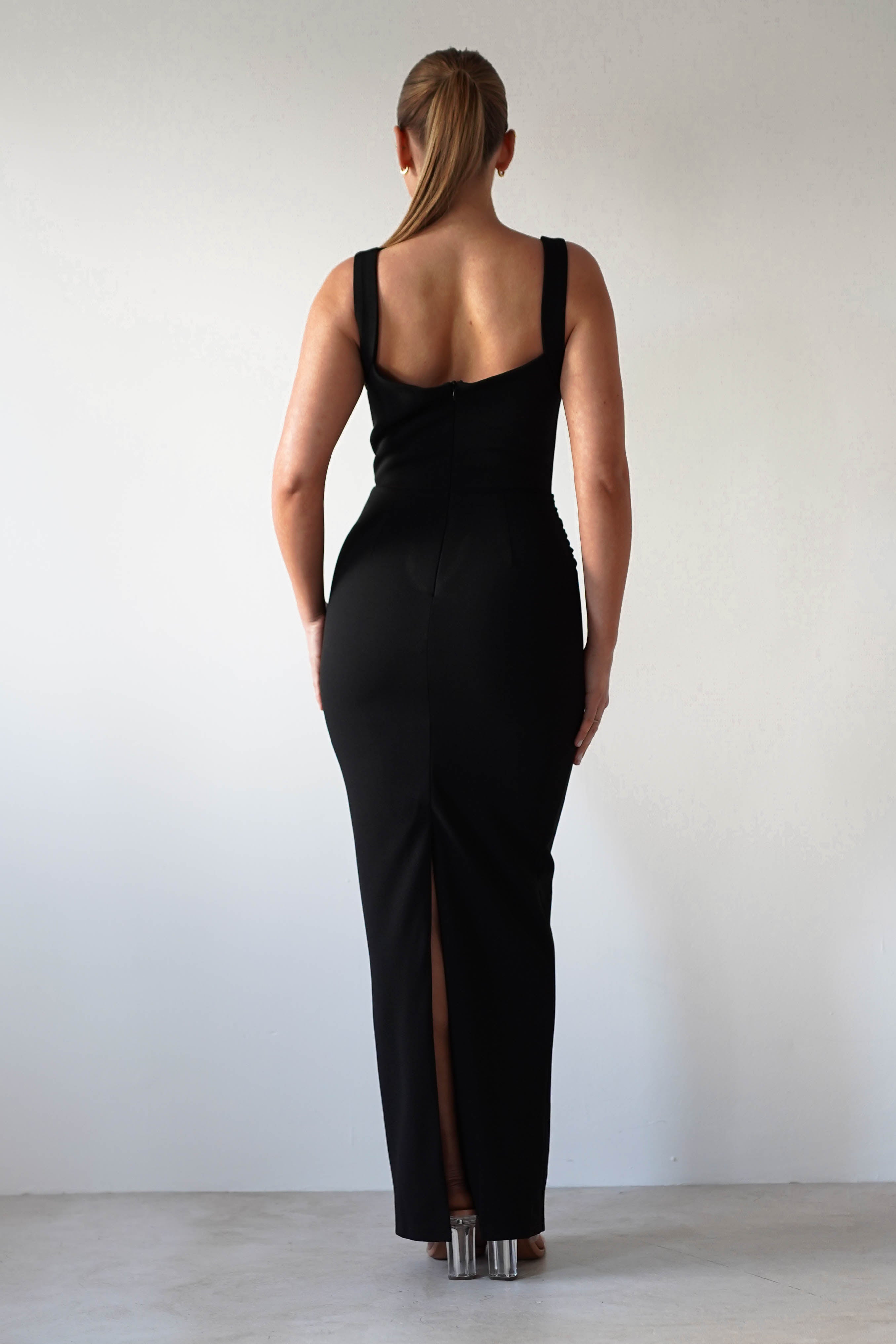 Brooke Square Neck Maxi Dress for Women - Elegant Black Long Flowy Summer Dress | Perfect for Beach Vacations, Weddings & Evening Parties