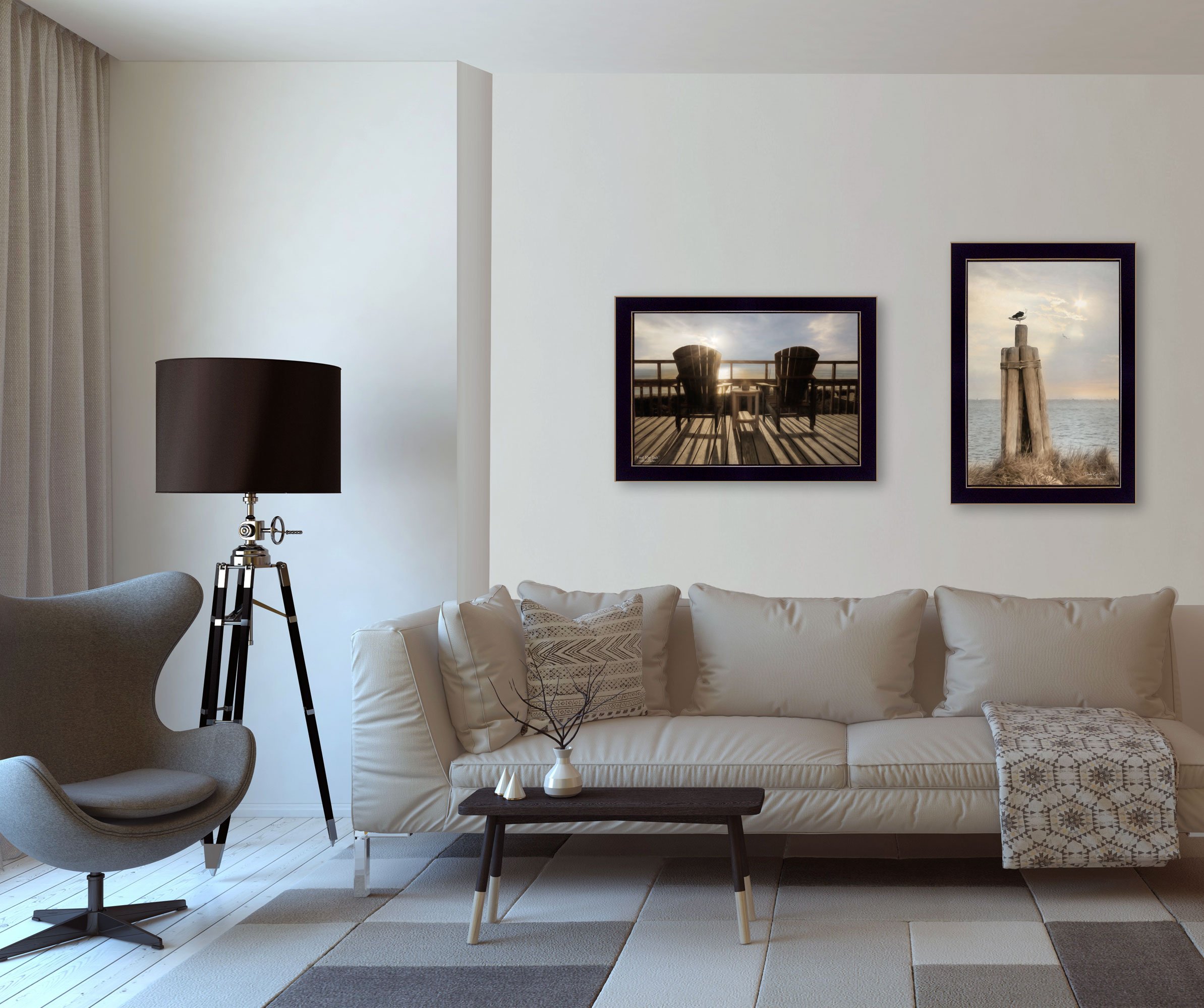 Lori Deiter 'By The Sea' Collection - Framed Coastal Wall Art Print with Black Frame - Ready to Hang - Perfect for Beach House, Living Room & Bedroom Decor