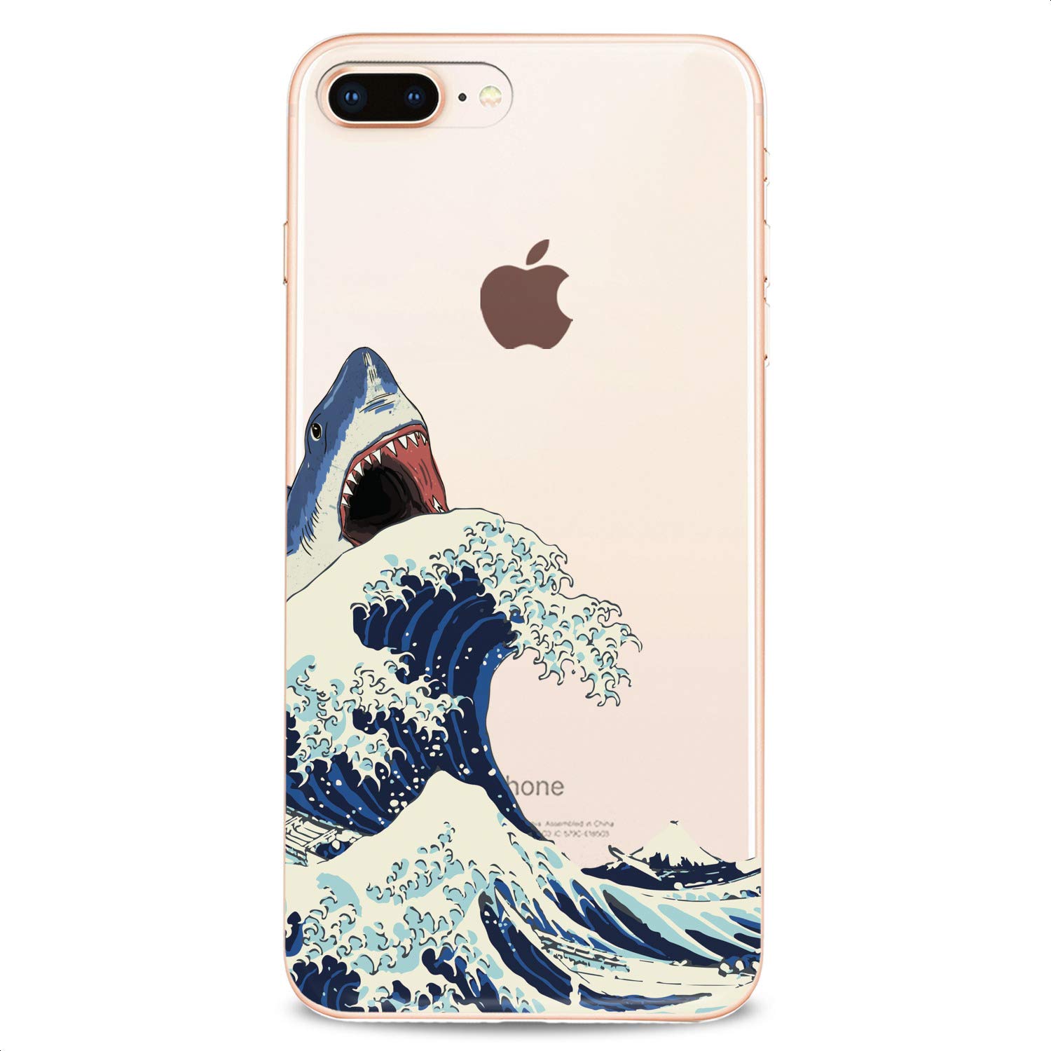 Premium TPU Phone Case for iPhone 16/15/14/13/12/11 Pro Max/Plus/Mini/Xs/Xr/X/8/7/6/5/SE - Japanese Great Wave Art Design, Flexible Slim Clear Silicone Cover with Cute Nature Watercolor Print - Perfect for Daily Use, Travel & Outdoor Activities